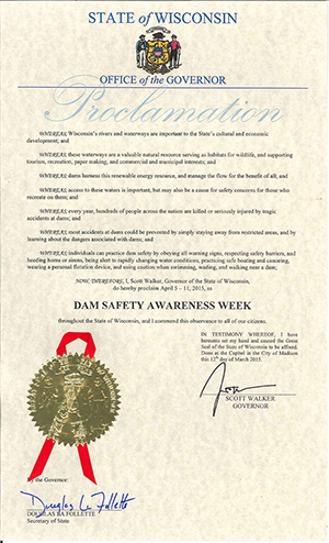 Dam Safety Awareness Week proclamation