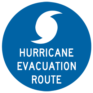 Hurricane Evacuation Route sign