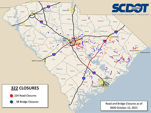 SC road bridge closings map 10-12