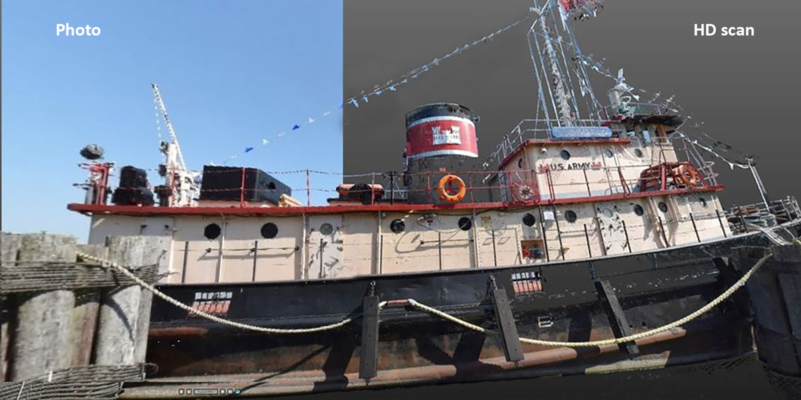 Kewaunee Harbor Park Boat scan with image side by side