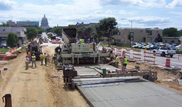 Concrete road under construction