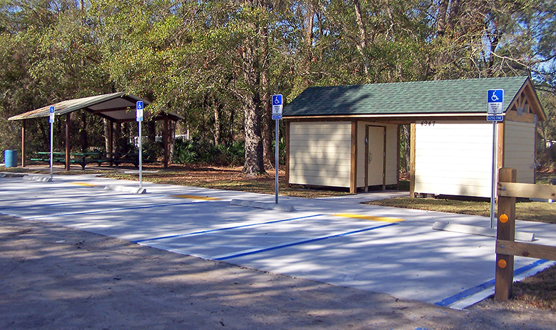 Example of parking stalls at Armstrong Park Trailhead in Florida.