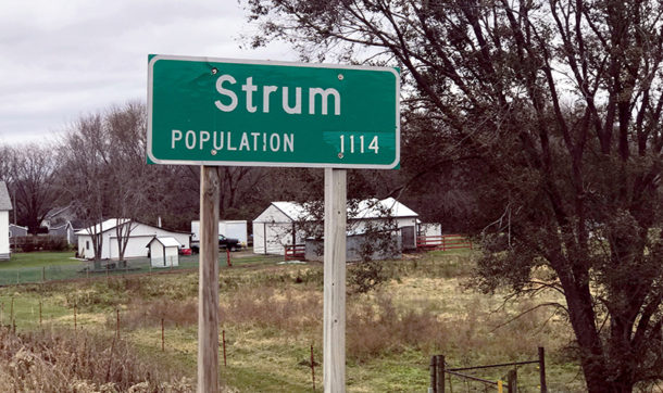 Village of Strum, Wisconsin, sign