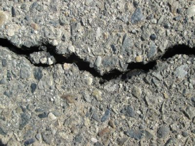 Example of crack in pavement