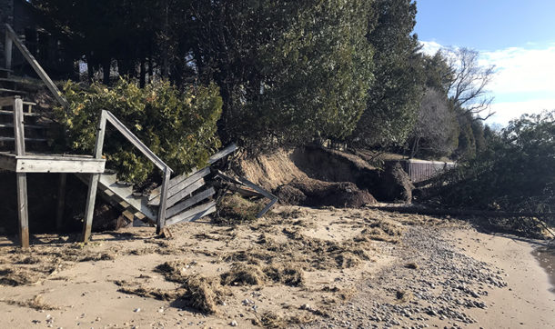 Project with Bryan Nebel of Nebel Construction involved mitigating damage along the Lake Michigan shore in spring 2019 in the Town of Sturgeon Bay, Wisconsin.