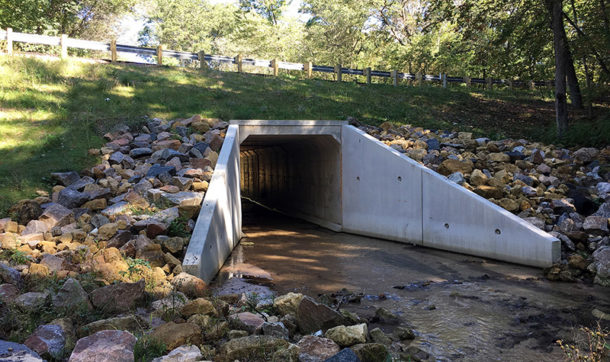 Tower Drive crosses Five Mile Creek via a concrete box culvert in the Town ...