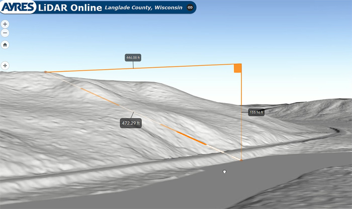 Measuring in Ayres Lidar Online Web App