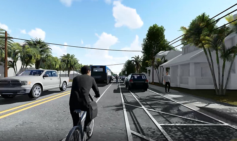 Rendering of a complete street.