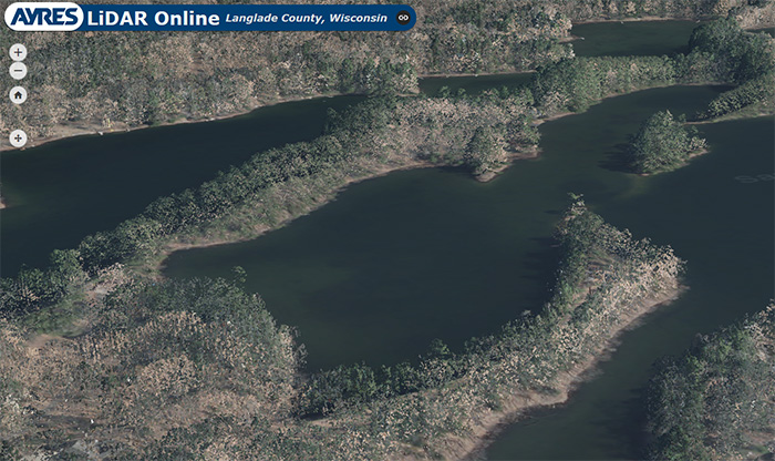 Ayres Lidar Online Web App perspective in Langlade County, WI