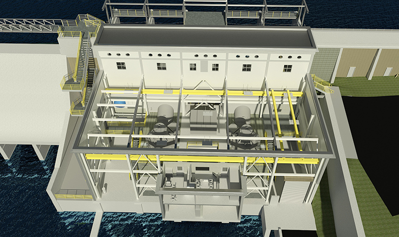 Byllesby Dam East Powerhouse BIM rendering.