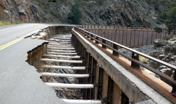 Example of damage to roadway