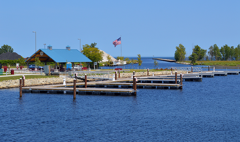 Aerial of Marinette Menekaunee Harbor