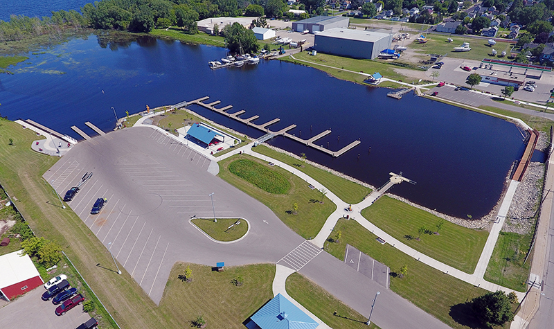 Aerial of Marinette Menekaunee Harbor