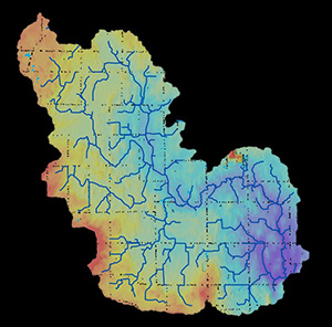 Example of modeled watershed stream network.