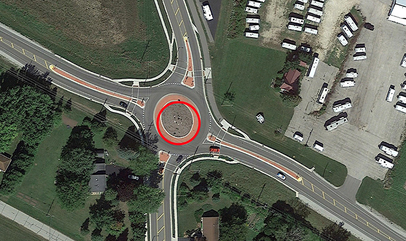 McCarthy Road Elliptical Roundabout from Google Earth.