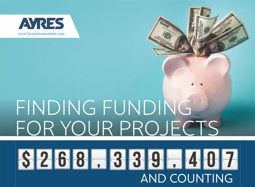 Finding Funding Graphic Feature Piggybank and total funding Ayres has secured. Approximately 268 million. 